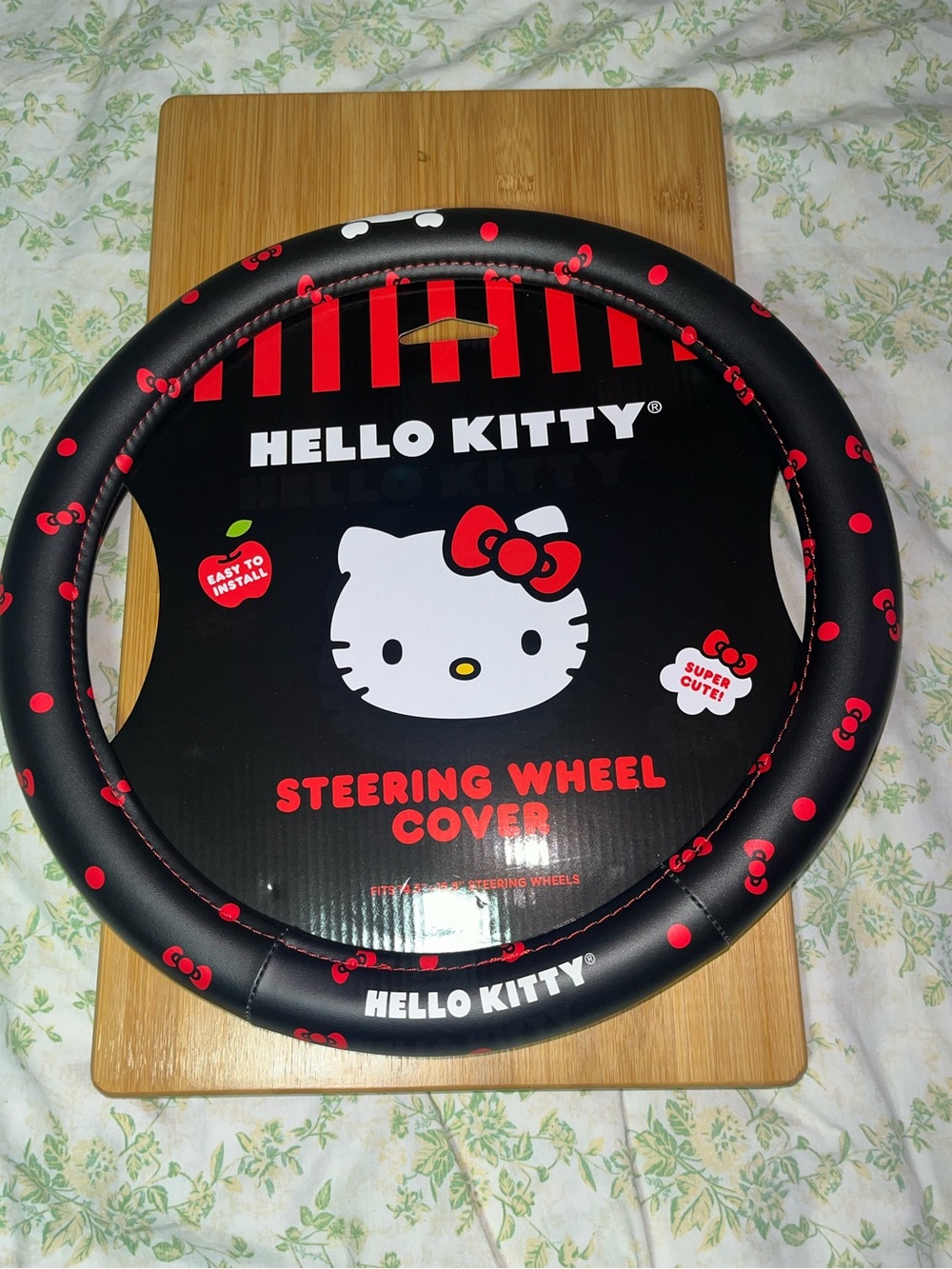 Hello Kitty Black and Red Steering Wheel Cover NEW NWT